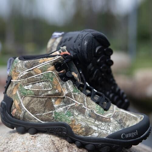 Camouflage Mens Hiking Shoes Breathable Waterproof Non-slip Trekking Shoes Moutain Climbing Outdoor Sneakers Plus Size 39-46