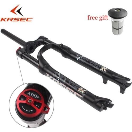 KRSEC 1-1/8inch MTB Forks Ultralight Suspension Straight Air Forks 26/27.5/29'' Tube Manual Lock Rigid Disc Brake Fat Bike Fork