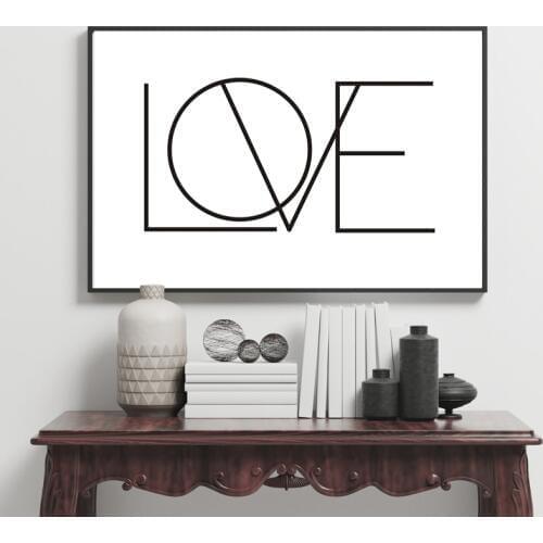 Minimalist Love Canvas Painting Black and White Nursery Art Posters and Prints Wall Picture for Kids Bedroom Wedding Home Decor