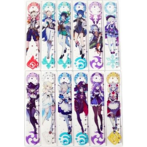 Genshin Impac Ruler Set Kawaii Accessories Cute Rulers Anime Stationery Cartoon Plastic Set of Drafting Supplies Rules School