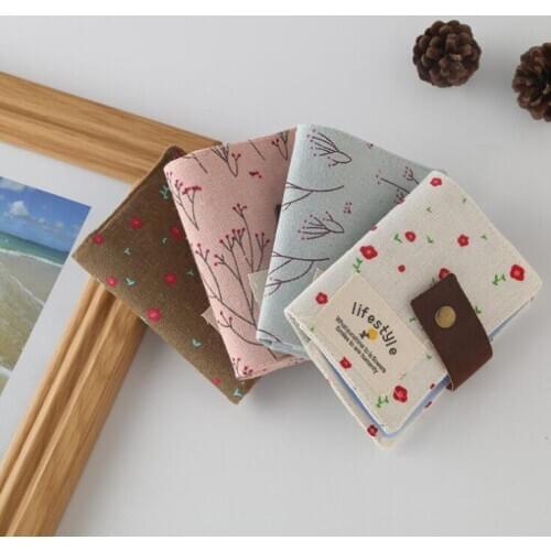 New 1PC 20 Bits Kawaii Vintage Fabric Credit Bank ID Card Holder Bag For Women Girls Bus Cards Protective Case Gift Stationery