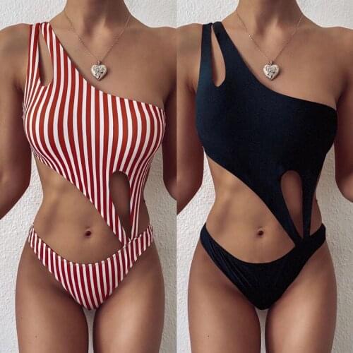 2021 New Sexy Black One Piece Swimsuit Women Cut Out Swimwear Push Up Monokini Bathing Suits Beach Wear Swimming Suit For Women