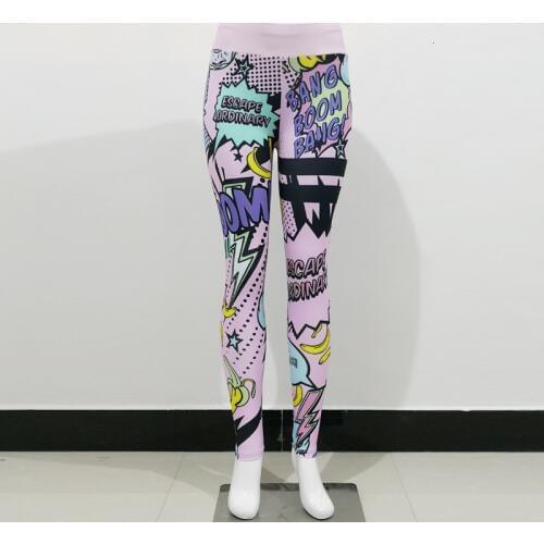 New Women Yoga Pants High Waist Fitness Tights Gym Slim Long Leggings Sport Cartoon Printed Clothings Tummy Control For Running