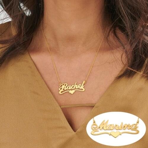 Custom Name Necklace Pendant Gold Stainless Steel Classic Crown Star Names Letter Necklaces & Pendants Engagement Jewelry Gift