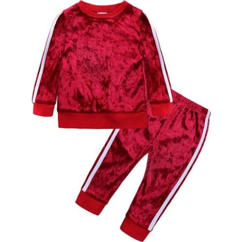 Casual Kids Clothes Girl Outfits Spring Autumn Baby Girl Clothes Sets Gold Velvet Long Sleeve Tops+Pants Children Girls Set