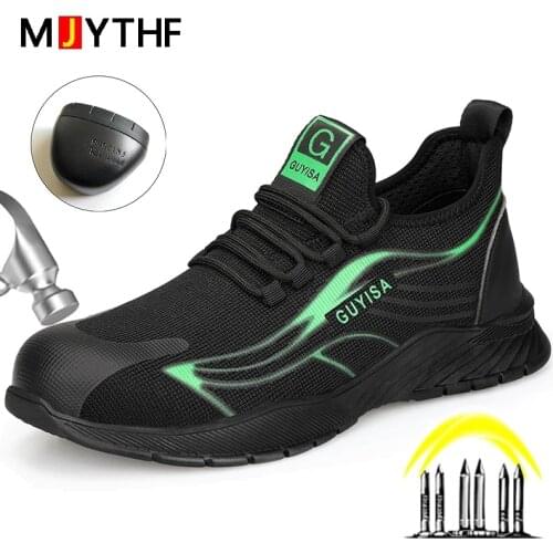 MJYTHF Safety Shoes Men Indestructible Work Shoes Puncture-Proof Protective Shoes Anti-smash Steel Toe Shoes Work Sneakers Male