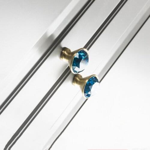 Luxury Brass + Colorful Diamond Crystal Furniture Handles for Cabinets Door Knobs Cupboard Kitchen Pulls Wardrobe Wall Hooks