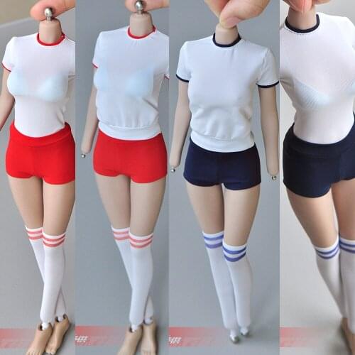1/6 Female Figure Accessory Sport Clothes Japanese Student Sportswear Short Sleeve Shorts Pants Stockings Model for 12'' Body