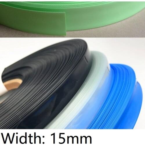 Width 15mm PVC Heat Shrink Tube Dia 9mm Lithium Battery Insulated Film Wrap Protection Case Pack Wire Cable Sleeve Colorful