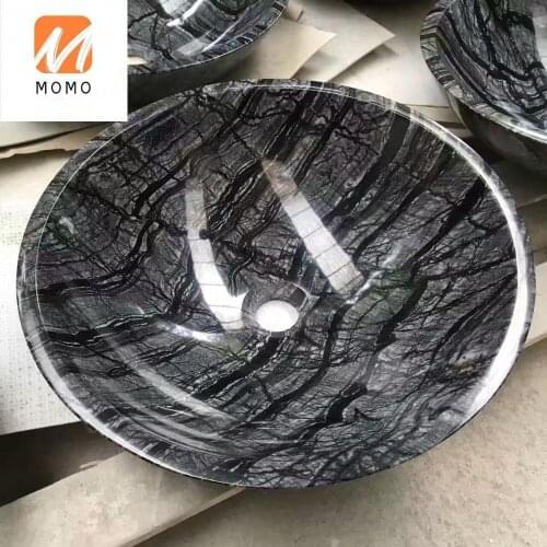 Unique Crystal Wood Grain Nature Stone Petrified Wood Bathroom Sink