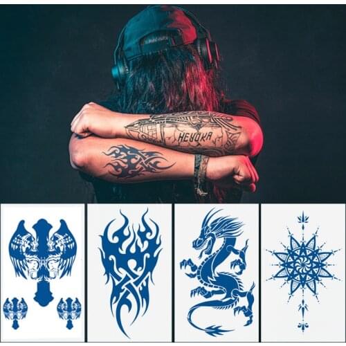 Fruit Juice Temporary Tattoo Sticker Waterproof Durable Simulation for Woman Lace Tattoo Man Wolf Cross Dragon Body Tattoos