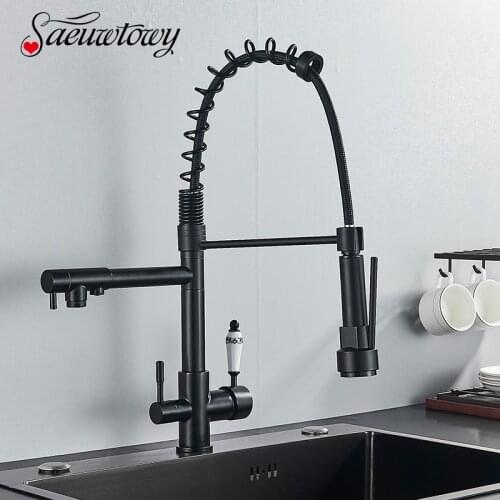 Filter Kitchen Faucet Drinking Water Kitchen Faucet Pure Water Pull Down Kitchen Faucet 360 Rotate Spring Hot/Cold Mixer Tap