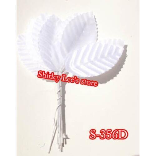144 BUNCHES=1440pcs X Wired White LEAVES ,mini rose Leaves On Wire Stem, Wedding Favours,CRAFT