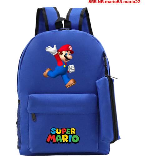 2PCS Super Mario Backpack Mario Print Waterproof Large Capacity Backpack with Pencil Case Kids Schoolbag Men Women Travel Bag