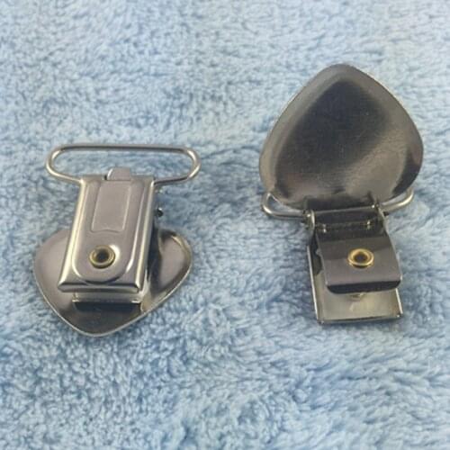 20mm Silver Metal Heart Shape Hook Baby Funny Pacifier Holder Clips Paci Suspender Accessories Cute Infant Clasps 25pcs/lot