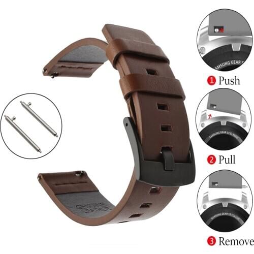 22mm Italy Genuine Leather Watchband for Moto 360 2 46mm Men Ticwatch 1 Gear 2 Neo Live Pebble Time Smart Watch Band Wrist Strap