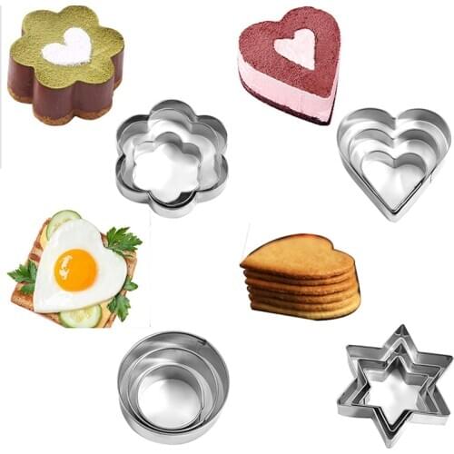 3pcs/1Set Biscuit Mold Cookie Cutter Fried Egg Mold Love Flower Star Shape DIY Pancake Mold Kitchen Utensil Bakeware Accessories