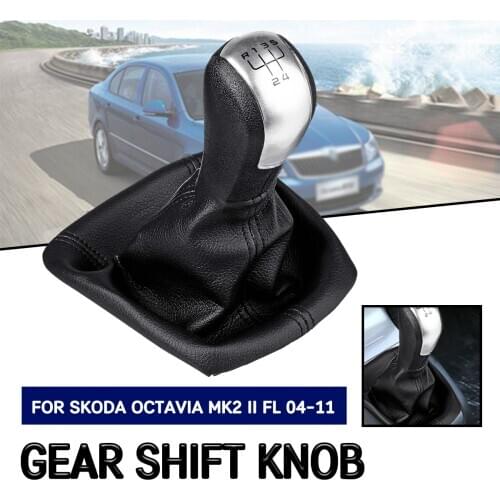 Car 5/6 Speed For Skoda Octavia MK2 II FL 2004 2005 2006 2007 2008-2011 Gear Shift Knob Manual Gear Lever Shifter Gaitor