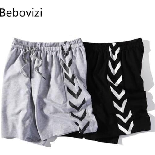 Bebovizi Hip Hop Streetwear Shorts Geometry Jogger Shorts 2021 Men Cotton Casual Sweat Pants Summer Track Short Sweatpant