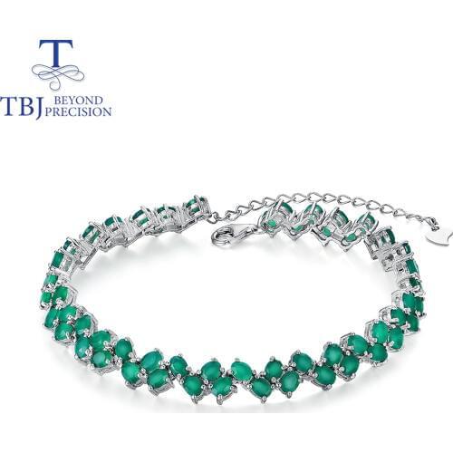 Green agate bracelet natural gemstone oval 3*4mm with 925 sterling silver fine jewelry for woman nice anniversary gift