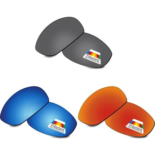 Bwake 3 Pairs Black & Blue & Fire Red Polarized Replacement Lenses for-Oakley Juliet Sunglasses Frame