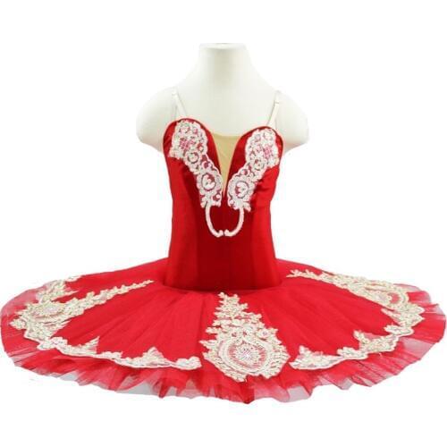 Girls red professional dance tutu costume children&junior practicing performance ballet tutu dress for women