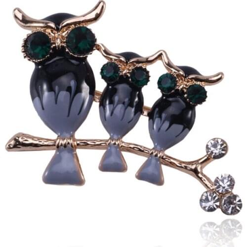 The European and American fashion cartoon animals owl lovely personality alloy diamond brooch brooches accessories