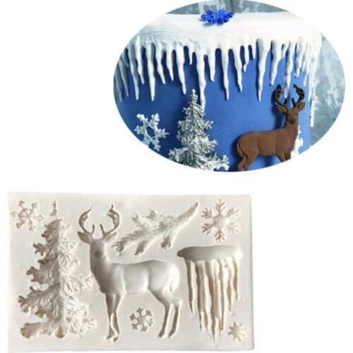 Reindeer Christmas Tree Molds Fondant Cakes Decor Tools Silicone Molds Sugarcrafts Chocolate Baking Tools Cakes Gumpaste Form