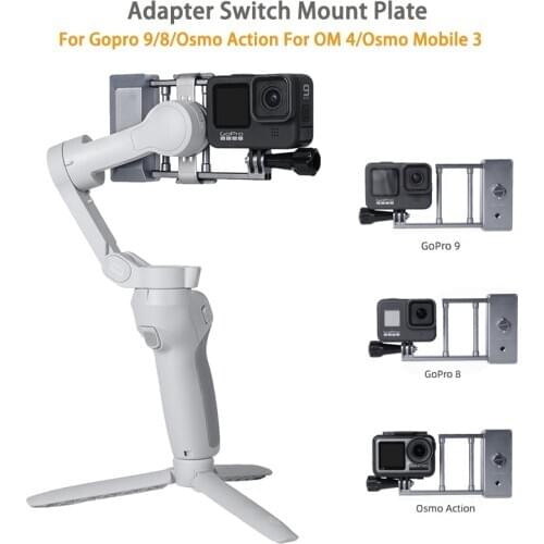 Handheld Gimbal Action Camera Adapter Switch Mount Plate For GoPro 9/8/Osmo Action For DJI OM 4/Osmo Mobile 3 accessories