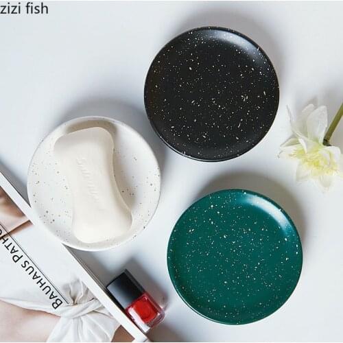 Starry Sky Ceramic Soap Holder Storage Rack Cleaning Holder Imitation Marble Bathroom Case Supplies Plate Creative Soap Dish
