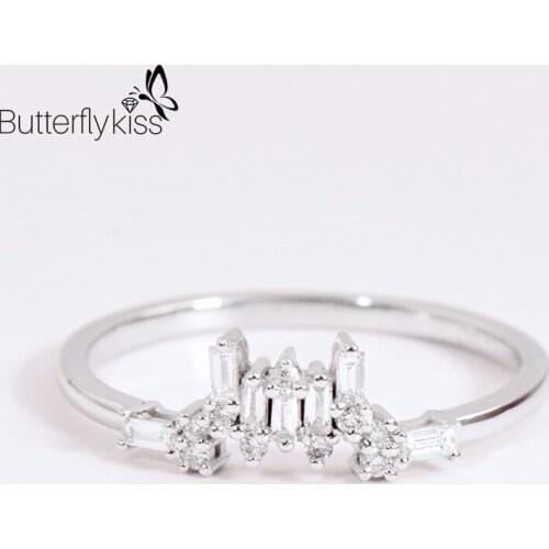 BK 18k White Gold Rings For Women VS D Color Moissanite Gemstone 1.67g Genuine Gold 585 Wedding Party Engagement Lady Jewelry