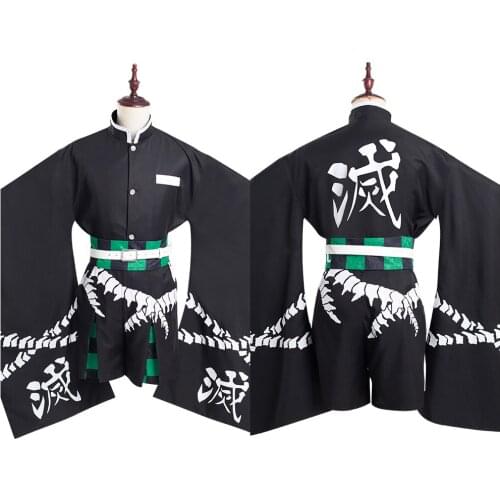 Anime Demon Slayer Cosplay Kamado Tanjirou Costume Kimono Outfits Halloween Carnival Suit