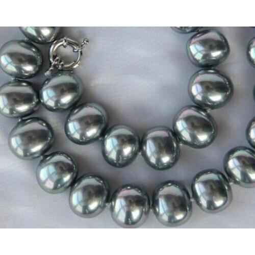 Beautiful Wholesale Jewelry stunning big 19mm baroque gray south sea shell pearl necklac free shipping