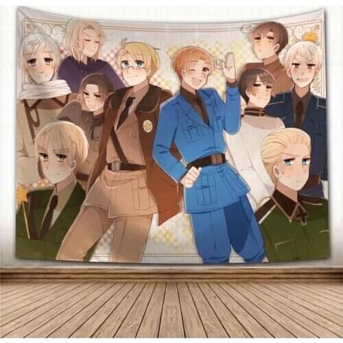 Nice Hetalia Anime Tapestry Colorful Psychedelic Decorative Carpet Wall Fabric For Living Room Bedroom Tapestries Accessories