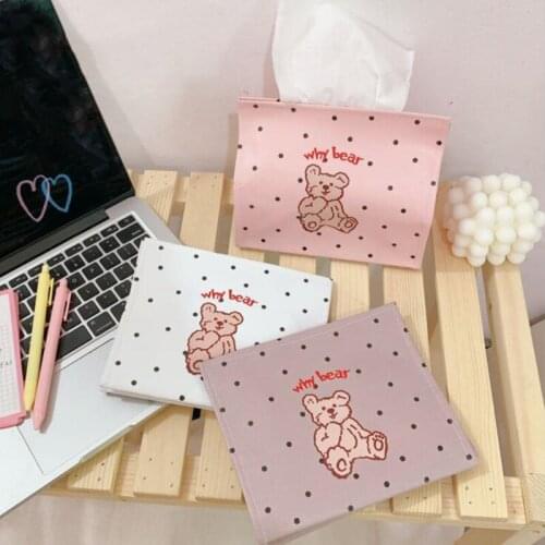 Creative Cute Bear Tissue Box Soft Foldable Napkin Holder Tissue Case Car Home Kitchen Paper Holder Storage Bag Box