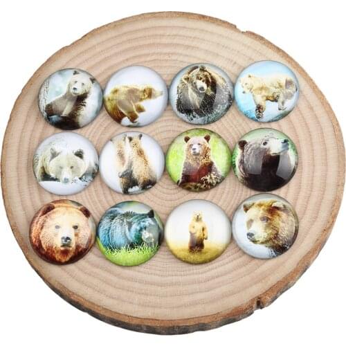 Onwear mix bear photo round glass cabochon 30mm 25mm 20mm diy cameo pendant necklace findings for jewelry making