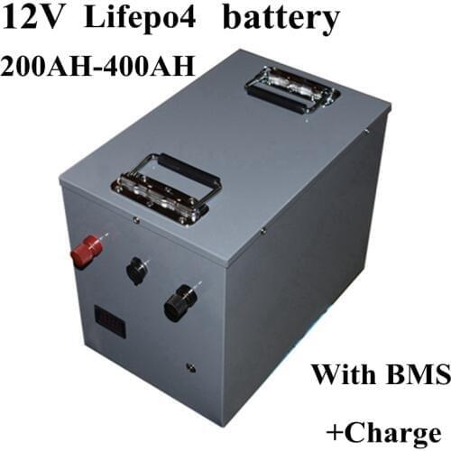 Customized 12V 200Ah 250Ah 300Ah 350Ah 400Ah Lifepo4 Lithium Battery 12V BMS 4S for RV Electiec Boat Solar System+ 20A Charger