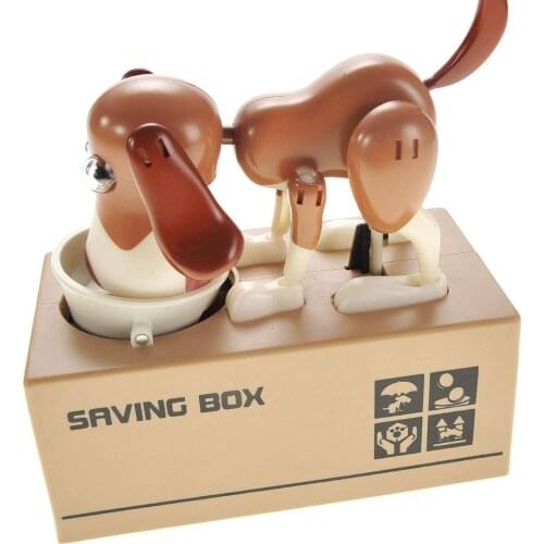 New Hot Little Dog Puggy Bank Battery Powered Robotic Coin Munching Toy Money Box Saving Money Coin Bank for Kids