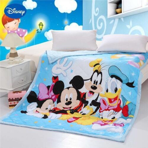Blue Mickey Minnie Mouse Donald Duck Goffy Cartoon Quilts Comforter Bedding Cotton Cover 150*200cm 200*230cm size Childrens bed