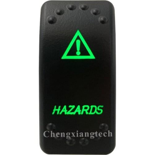 5 Pin On Off SPST Car Boat Rocker Switch-Hazards - Green Led Light- for 4x4 Carling Narva Caravan Marine 12v 24v
