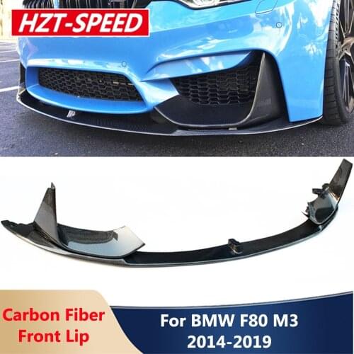 MP Style Real Carbon Fiber Car Front Lip Bumper Protector For BMW M3 F80 M4 F82 F83 2014-2019 Modification