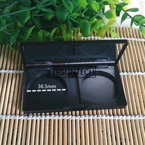Empty Eyeshadow Pigment Pan Container with Mirror and Aluminum Pan Black Makeup Compact Cosmetic DIY Box F1542