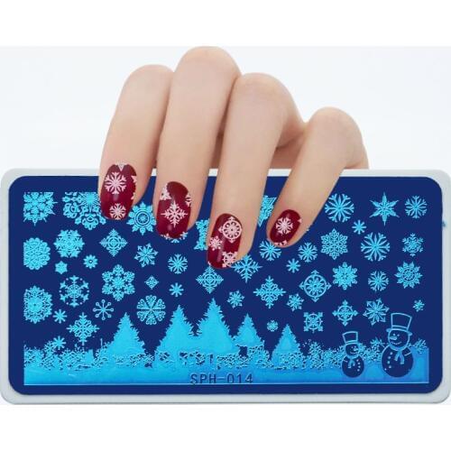 XMAS Special! SPH14-17 4PCS/LOT Christmas Autumn Winter Nordic Pattern Nail Stamping Plate Snowflake Snow Festival Party Nails