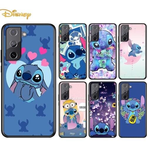 Cartoon Cute Stitch For Samsung Galaxy S21 S20 S10e S9 S8 S7 S6 Plus Ultra Lite Edge 5G Silicone Black Soft Phone Case