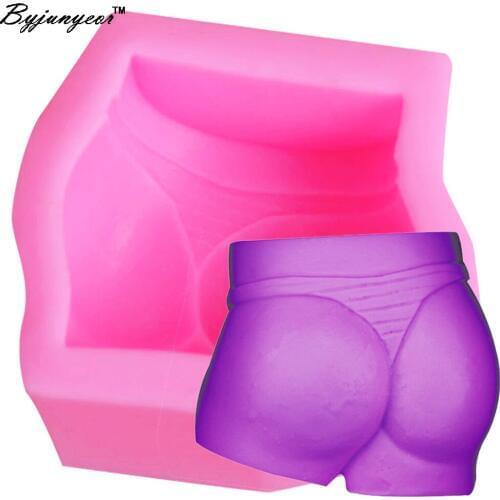 S080 Summer Beach Bikini Shorts Candle Silicone Mold Fondant Chocolate Candy Crystal Epoxy Clay Plaster Concrete Candle Soap M