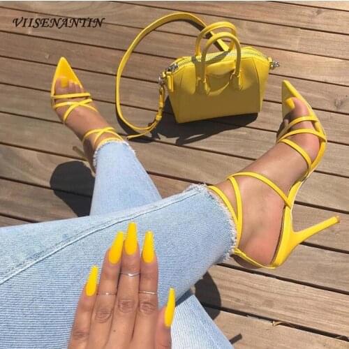 Sexy pointed-toe stiletto high-heeled sandals summer cross strapping fish mouth personality sandals women
