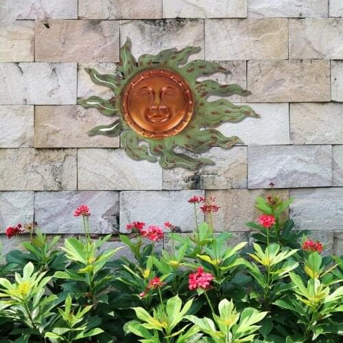 Sun Face Decoration Metal Art Wrought Iron Sun Sculpture Garden Porch Living Room Wall Hanging Decor expert