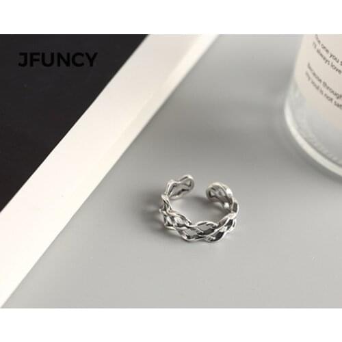New Female Personality Street Punk Vintage 925 Silver Color Finger Rings Stackable Adjustable Open Women Jewelry Woman Ring