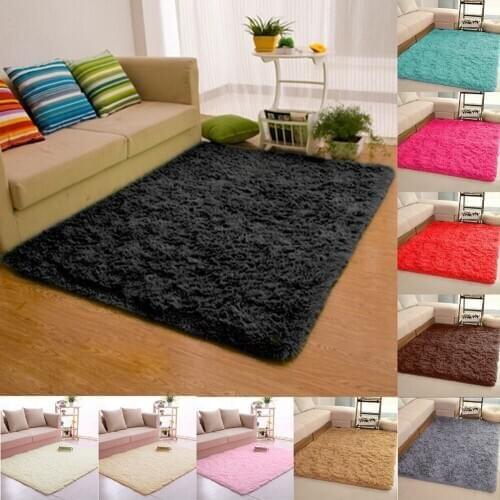 Winter Thickening Fluffy Rugs Anti-Skid Shaggy Area Rug Dining Room Carpet Solid Color Plush Floor Mat Home Bedroom Carpets