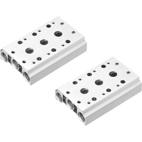 1/4" PT 3 Row Manifold Solenoid Air Pneumatic Valve Base Socket for 4V210 10.18mm Nominal Bore Aluminum Alloy